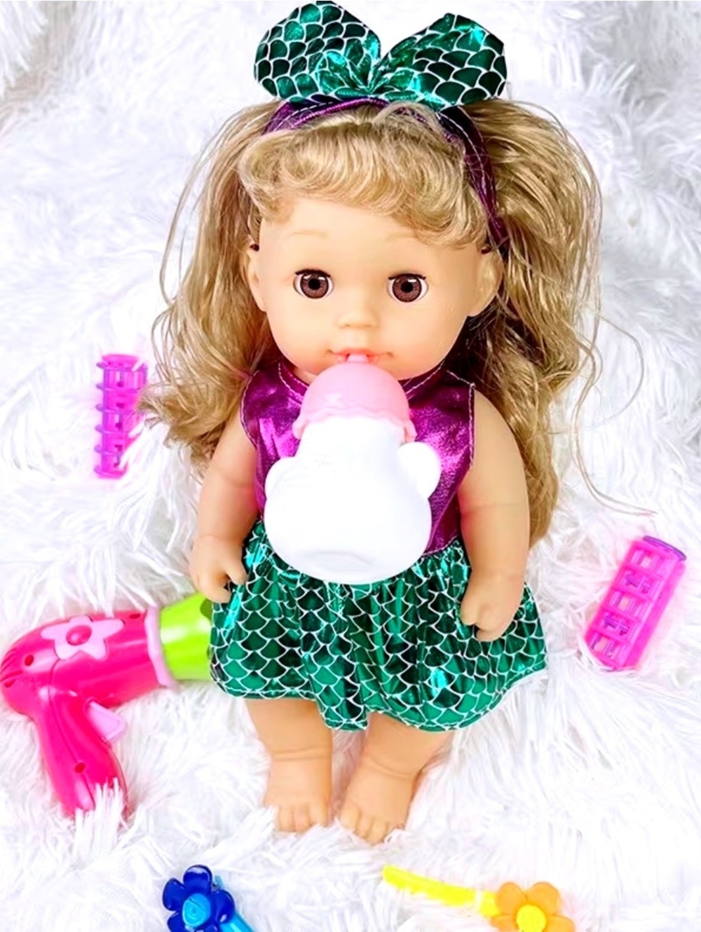New -Adorable 12” Reborn Silicone 18 month Baby Girl Doll w/Accessories